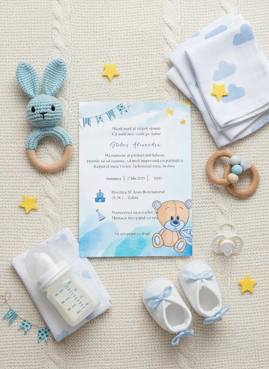 Invitație Botez Tematică Ursulet